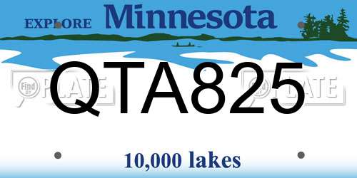 QTA825 Minnesota License Plate