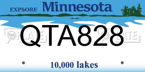QTA828 Minnesota License Plate