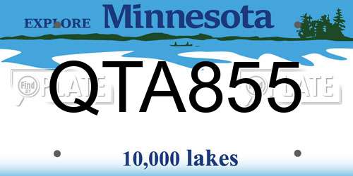 QTA855 Minnesota License Plate