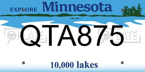 QTA875 Minnesota License Plate