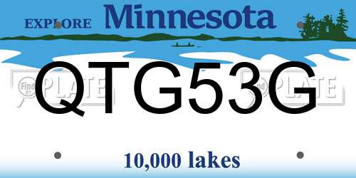 QTG53G Minnesota License Plate