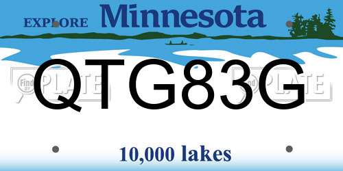 QTG83G Minnesota License Plate