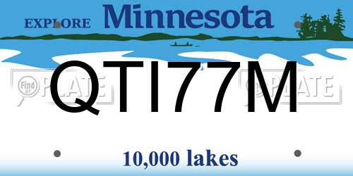 QTI77M Minnesota License Plate