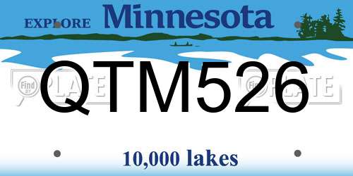 QTM526 Minnesota License Plate