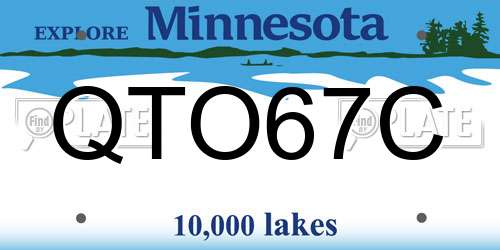 QTO67C Minnesota License Plate