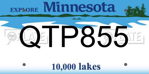 QTP855 Minnesota License Plate