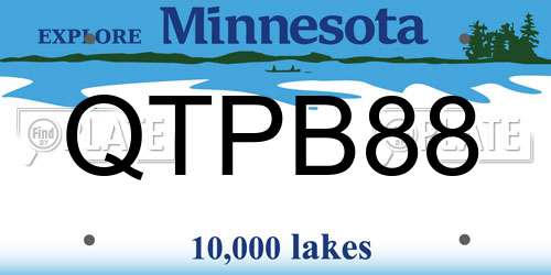 QTPB88 Minnesota License Plate