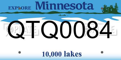 QTQ0084 Minnesota License Plate