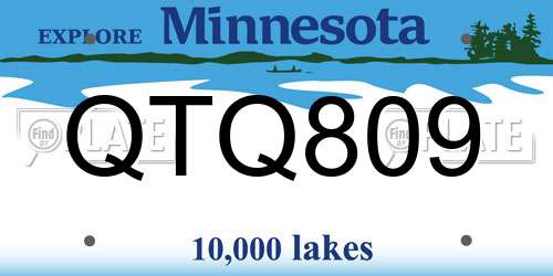 QTQ809 Minnesota License Plate