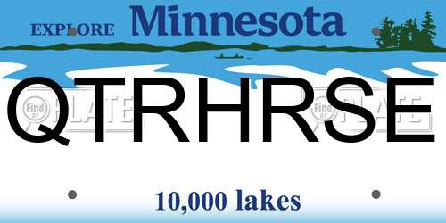 QTRHRSE Minnesota License Plate