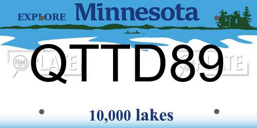 QTTD89 Minnesota License Plate