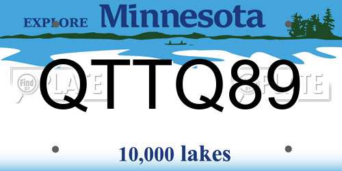 QTTQ89 Minnesota License Plate