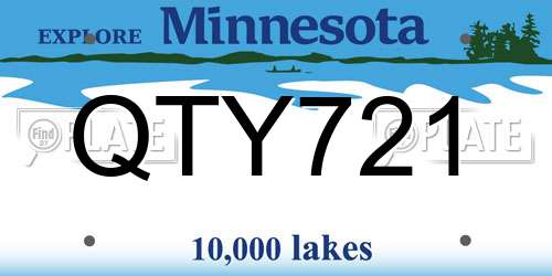 QTY721 Minnesota License Plate