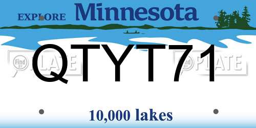QTYT71 Minnesota License Plate