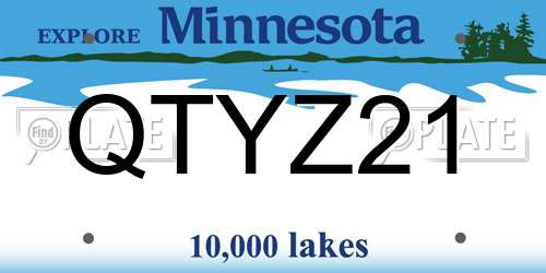 QTYZ21 Minnesota License Plate