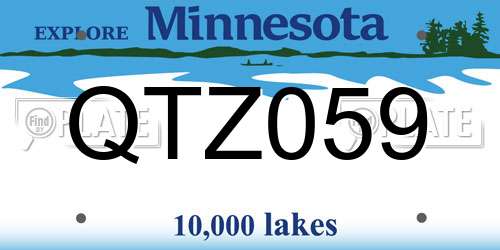 QTZ059 Minnesota License Plate