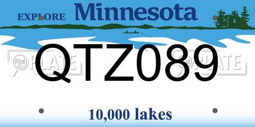 QTZ089 Minnesota License Plate