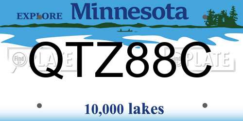 QTZ88C Minnesota License Plate