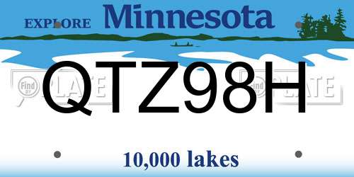 QTZ98H Minnesota License Plate