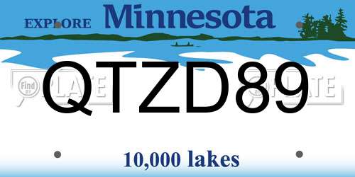 QTZD89 Minnesota License Plate