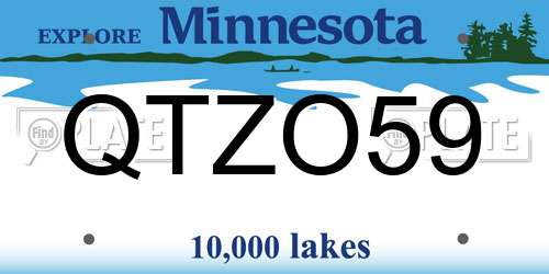 QTZO59 Minnesota License Plate