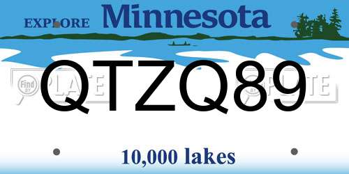 QTZQ89 Minnesota License Plate