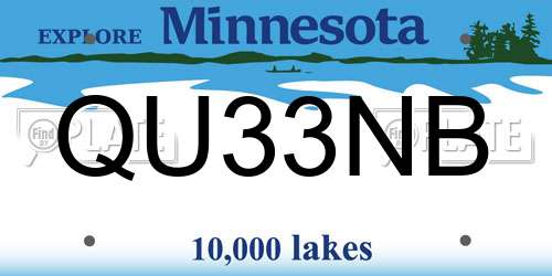 QU33NB Minnesota License Plate
