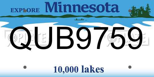 QUB9759 Minnesota License Plate
