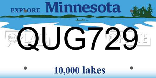 QUG729 Minnesota License Plate