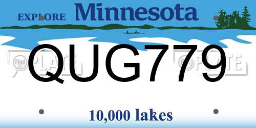 QUG779 Minnesota License Plate
