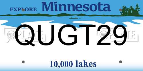 QUGT29 Minnesota License Plate