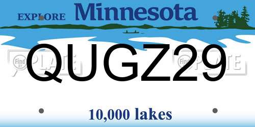 QUGZ29 Minnesota License Plate