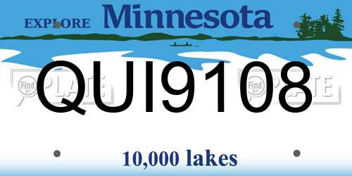 QUI9108 Minnesota License Plate