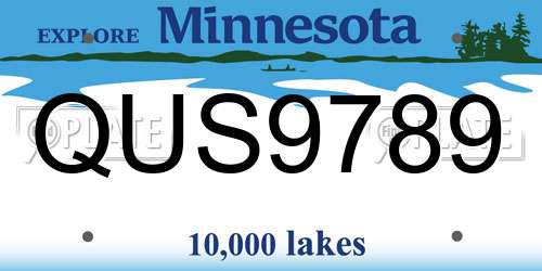 QUS9789 Minnesota License Plate
