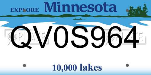 QV0S964 Minnesota License Plate