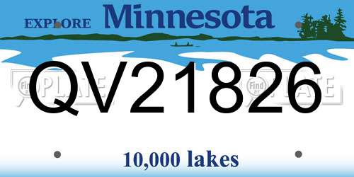 QV21826 Minnesota License Plate