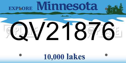 QV21876 Minnesota License Plate