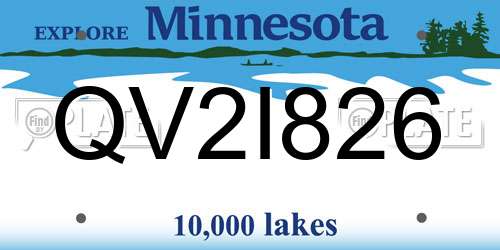 QV2I826 Minnesota License Plate