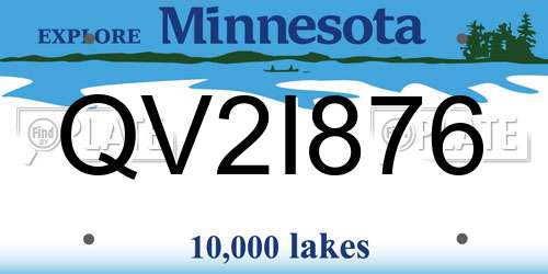 QV2I876 Minnesota License Plate