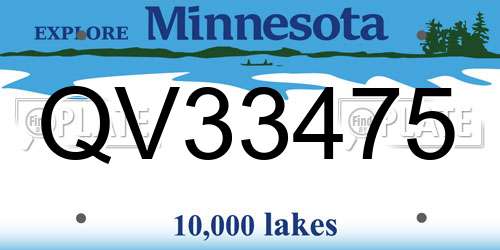 QV33475 Minnesota License Plate