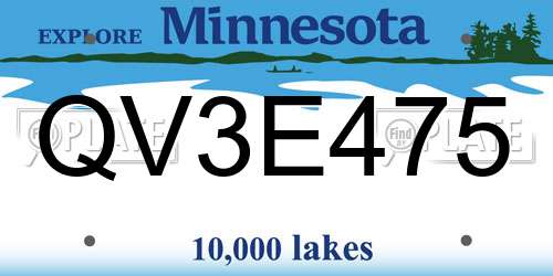 QV3E475 Minnesota License Plate