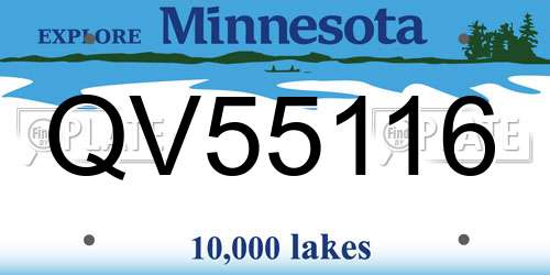 QV55116 Minnesota License Plate