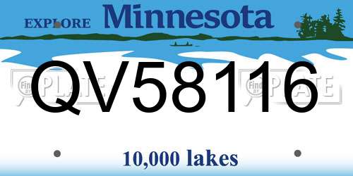 QV58116 Minnesota License Plate
