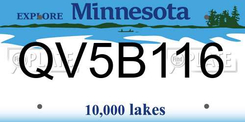 QV5B116 Minnesota License Plate