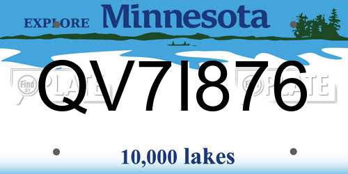 QV7I876 Minnesota License Plate