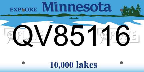 QV85116 Minnesota License Plate