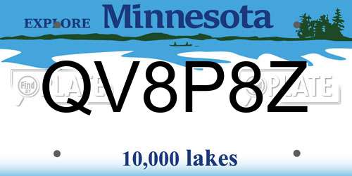 QV8P8Z Minnesota License Plate