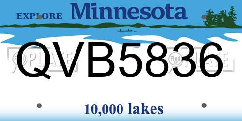 QVB5836 Minnesota License Plate