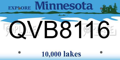 QVB8116 Minnesota License Plate
