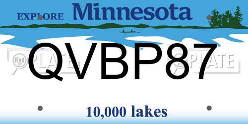 QVBP87 Minnesota License Plate